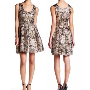 NWOT SOIEBLU Gold Floral Metallic Dress